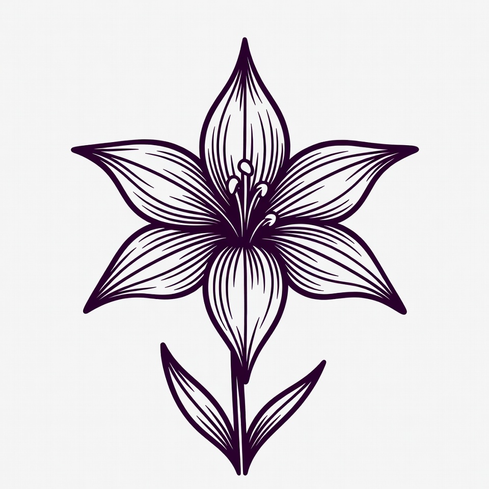Line Art Lily Flower Line Art Lily Flower