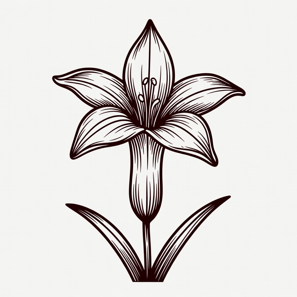Line Art Lily Flower Line Art Lily Flower