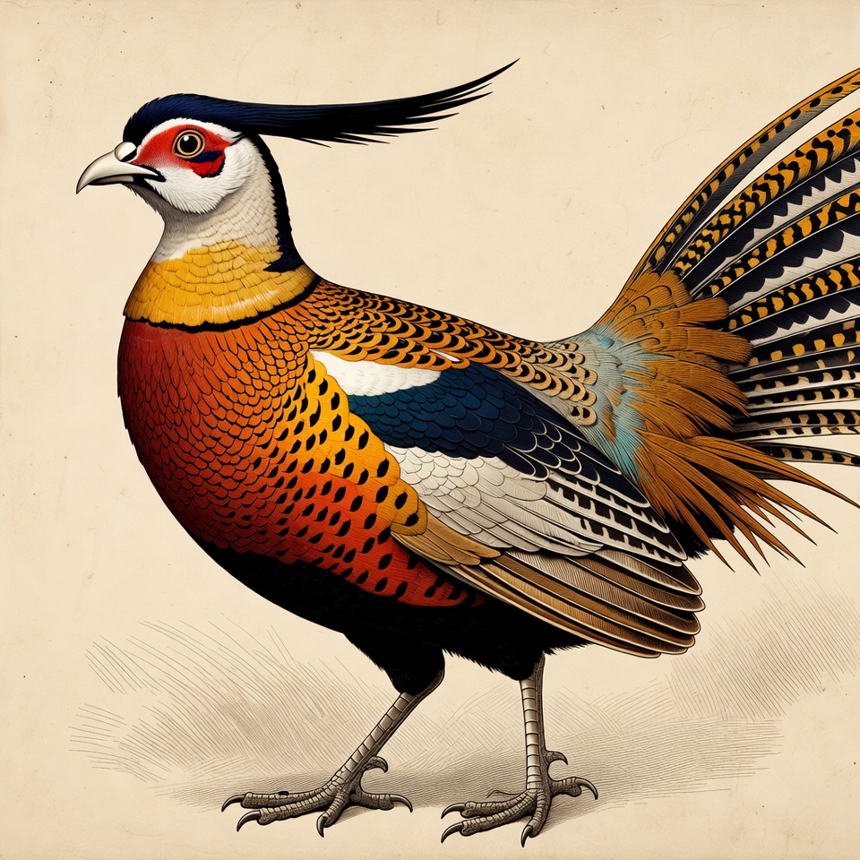 Colorful Golden Pheasant Illustration Colorful Golden Pheasant Illustration