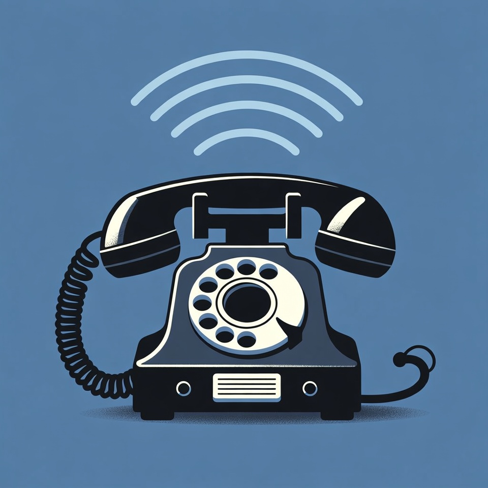 Vintage rotary phone with sound waves Vintage rotary phone with sound waves