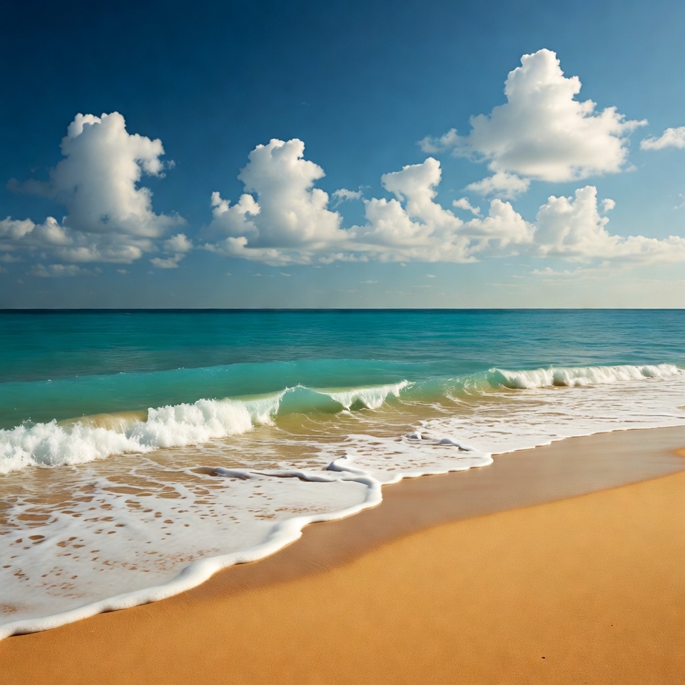 Tropical beach with waves and clouds Tropical beach with waves and clouds