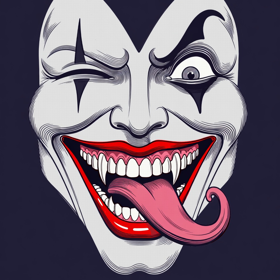 Grinning Clown Face with Tongue Out Grinning Clown Face with Tongue Out