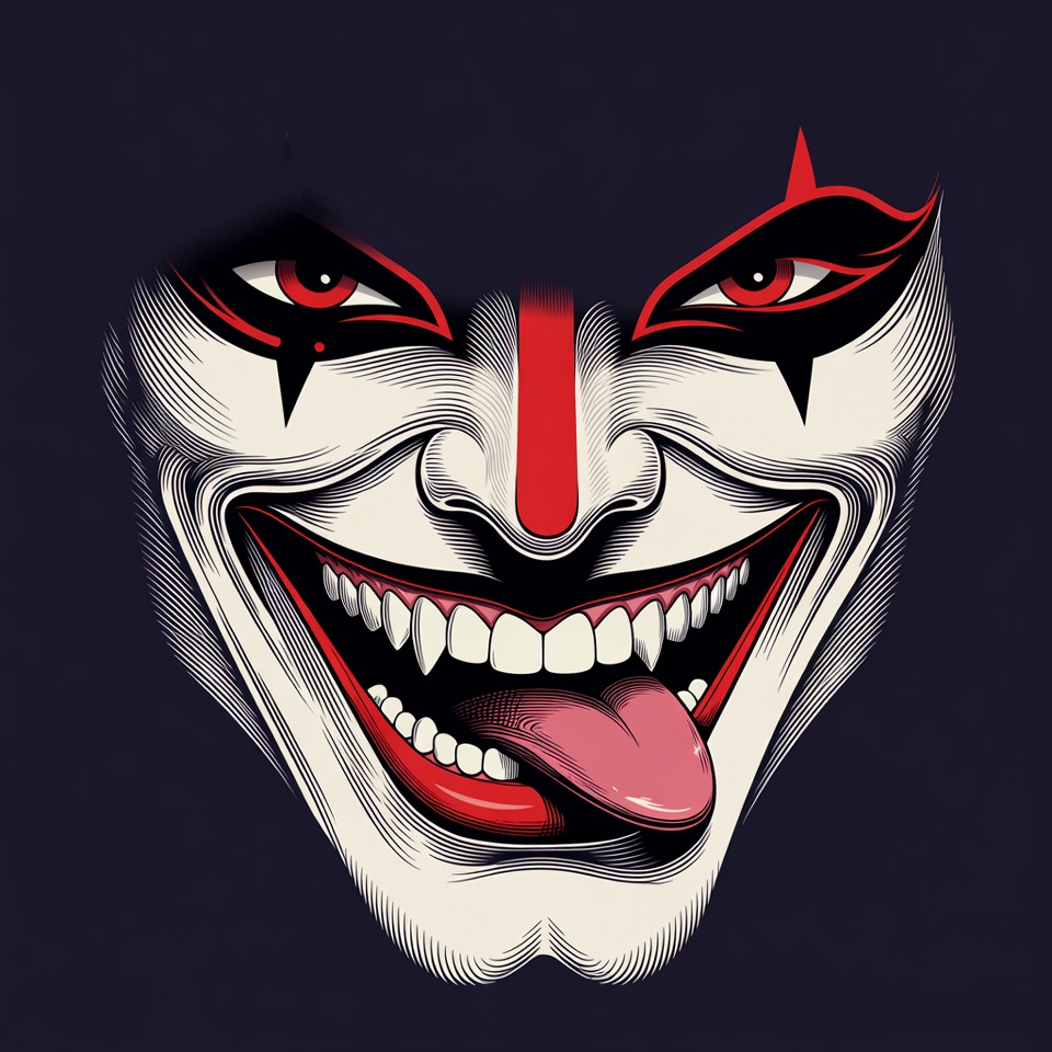 Grinning Clown Face Illustration Grinning Clown Face Illustration