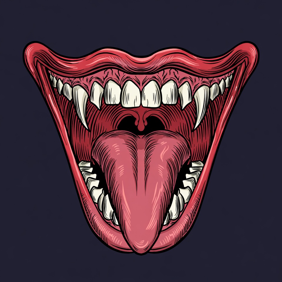 Wide Open Vampire Mouth Illustration Wide Open Vampire Mouth Illustration