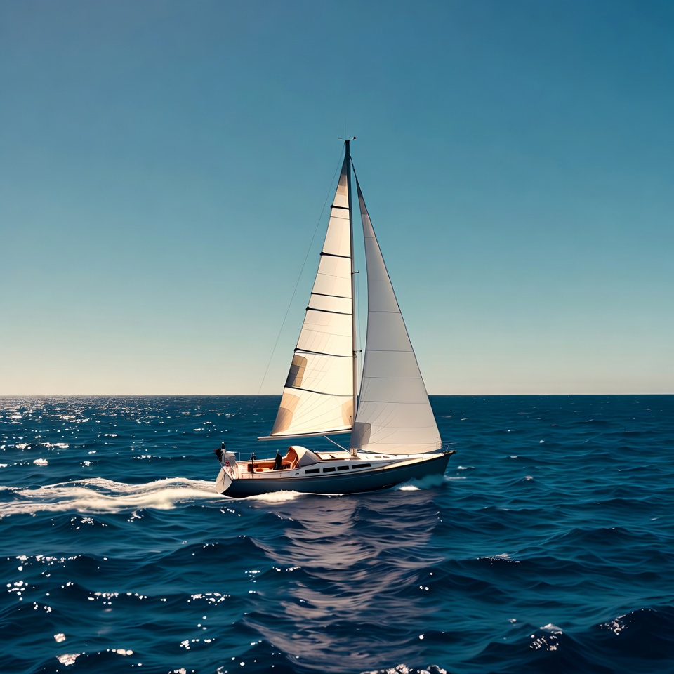 Sailboat sailing on ocean Sailboat sailing on ocean
