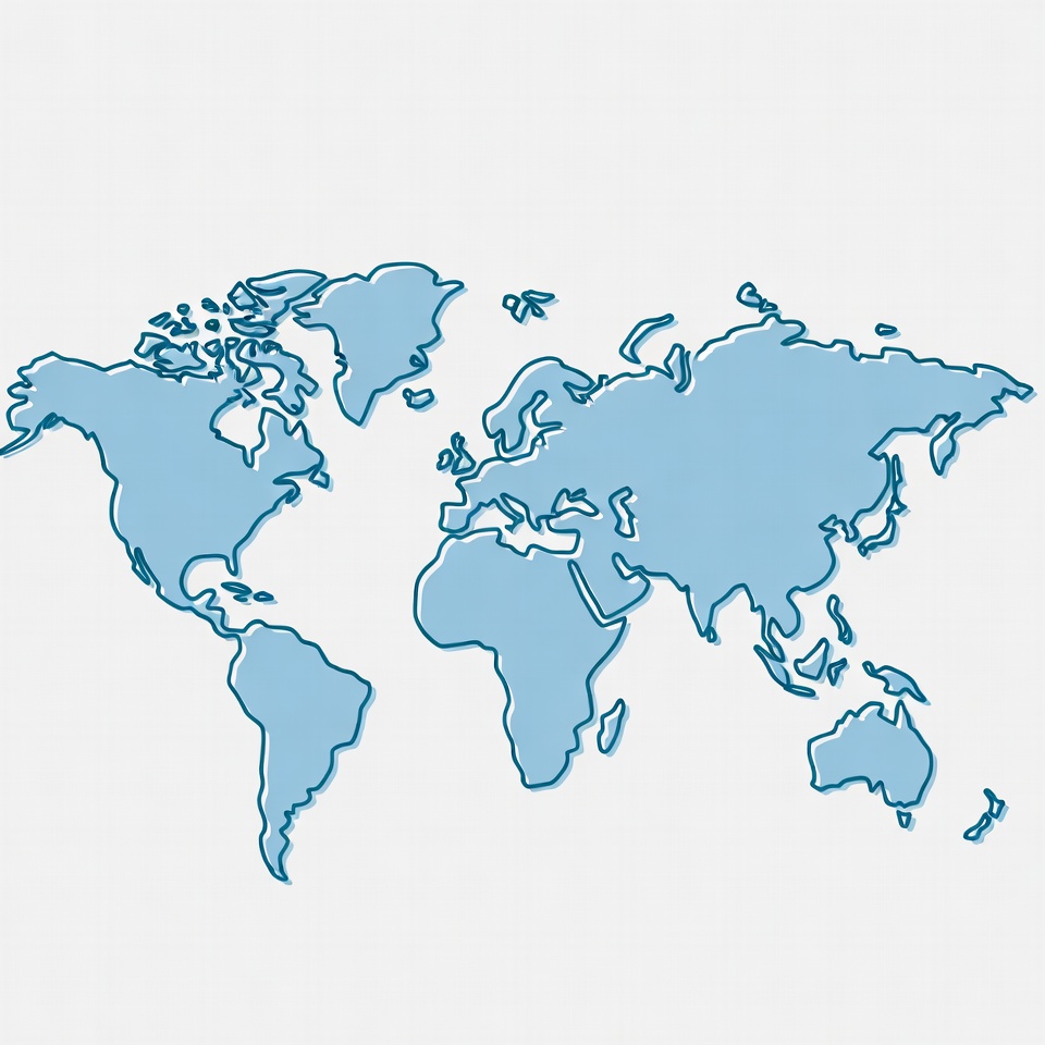 Blue Outline World Map Blue Outline World Map