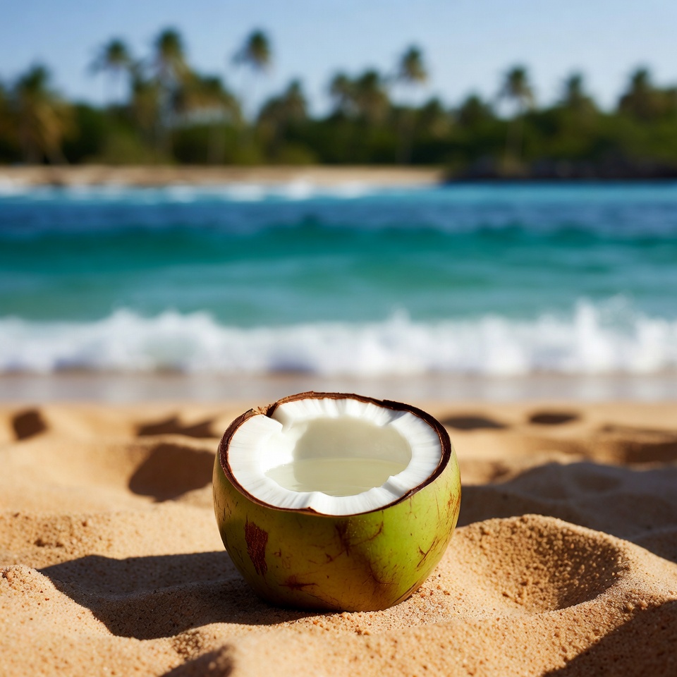 Fresh coconut on tropical beach Fresh coconut on tropical beach