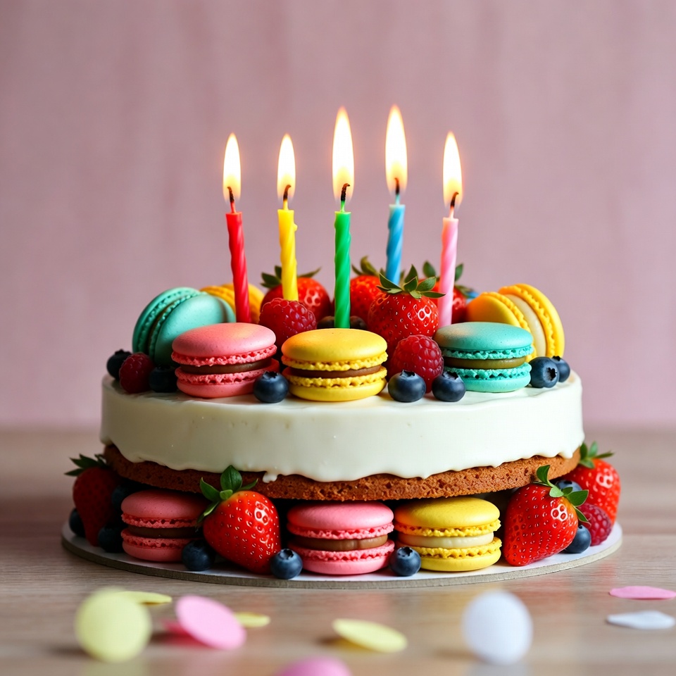 Colorful Macaron Birthday Cake Colorful Macaron Birthday Cake