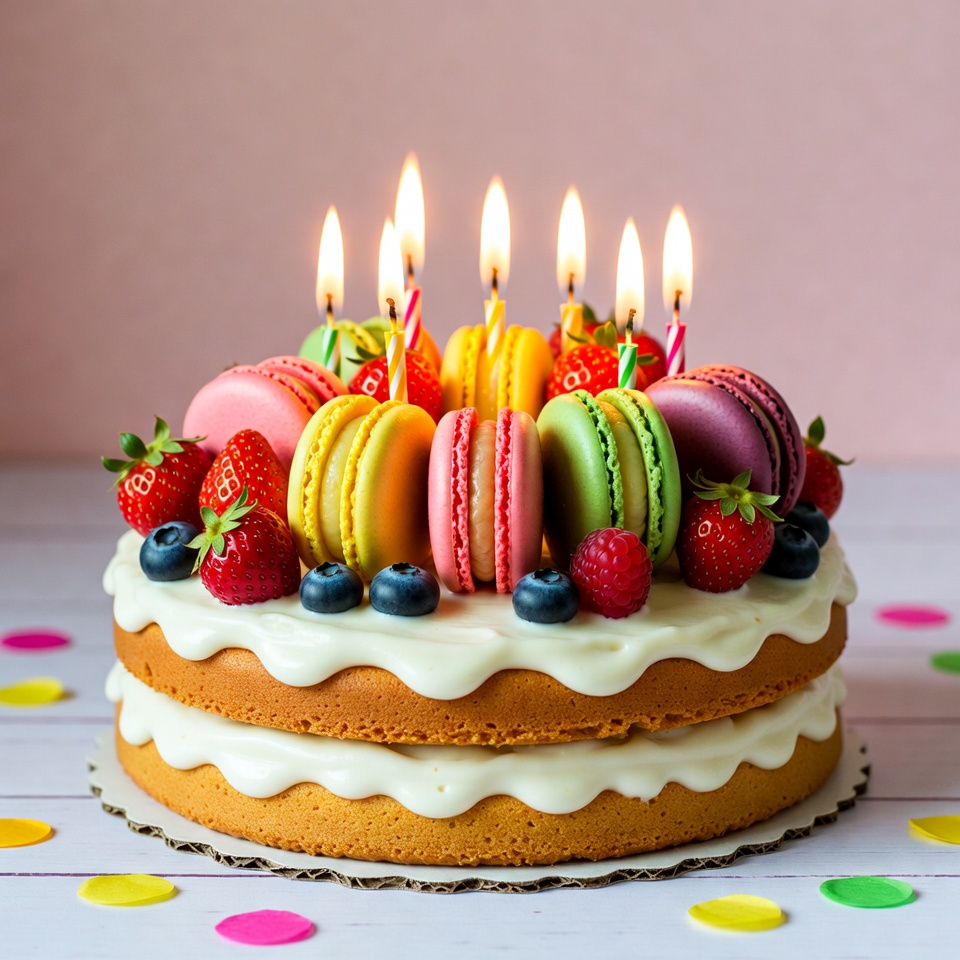 Colorful Macaron Birthday Cake Colorful Macaron Birthday Cake