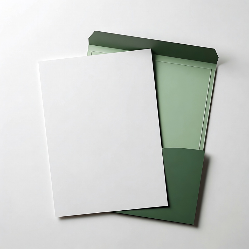 White Card in Green Envelope White Card in Green Envelope