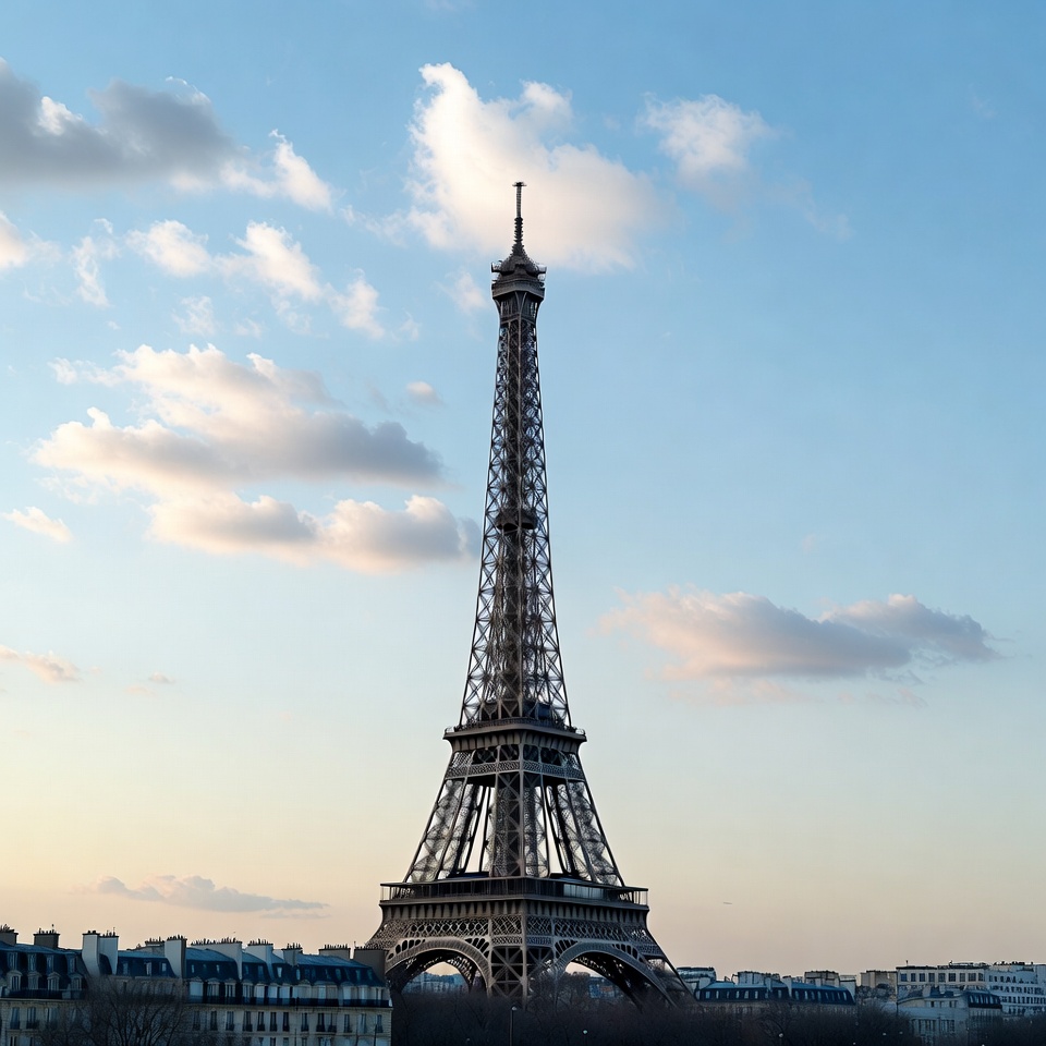 Eiffel Tower against blue sky Eiffel Tower against blue sky