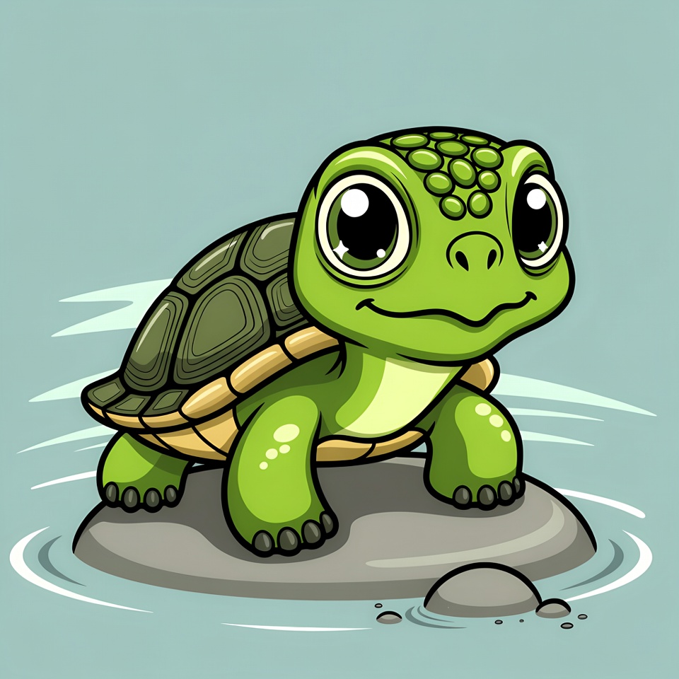 Cute baby turtle on rock Cute baby turtle on rock