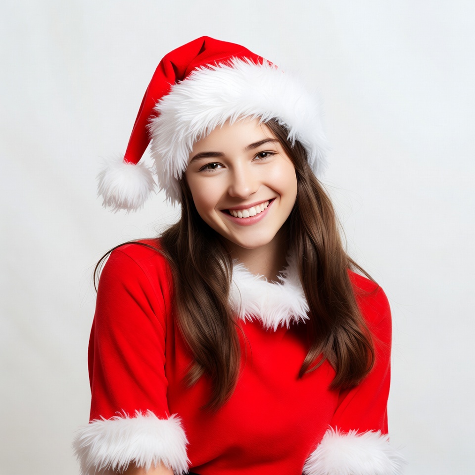 Smiling woman in Santa hat Smiling woman in Santa hat