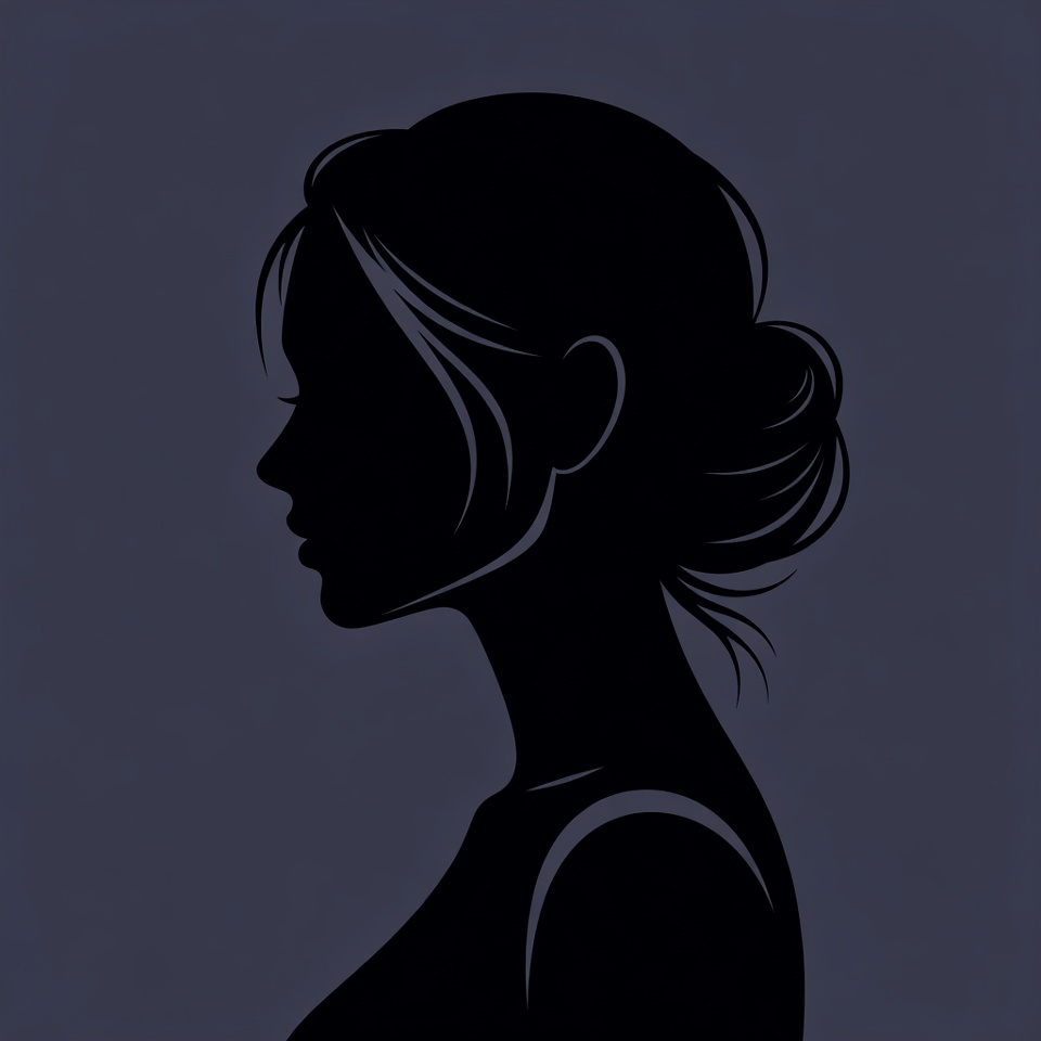 Woman silhouette profile with bun Woman silhouette profile with bun
