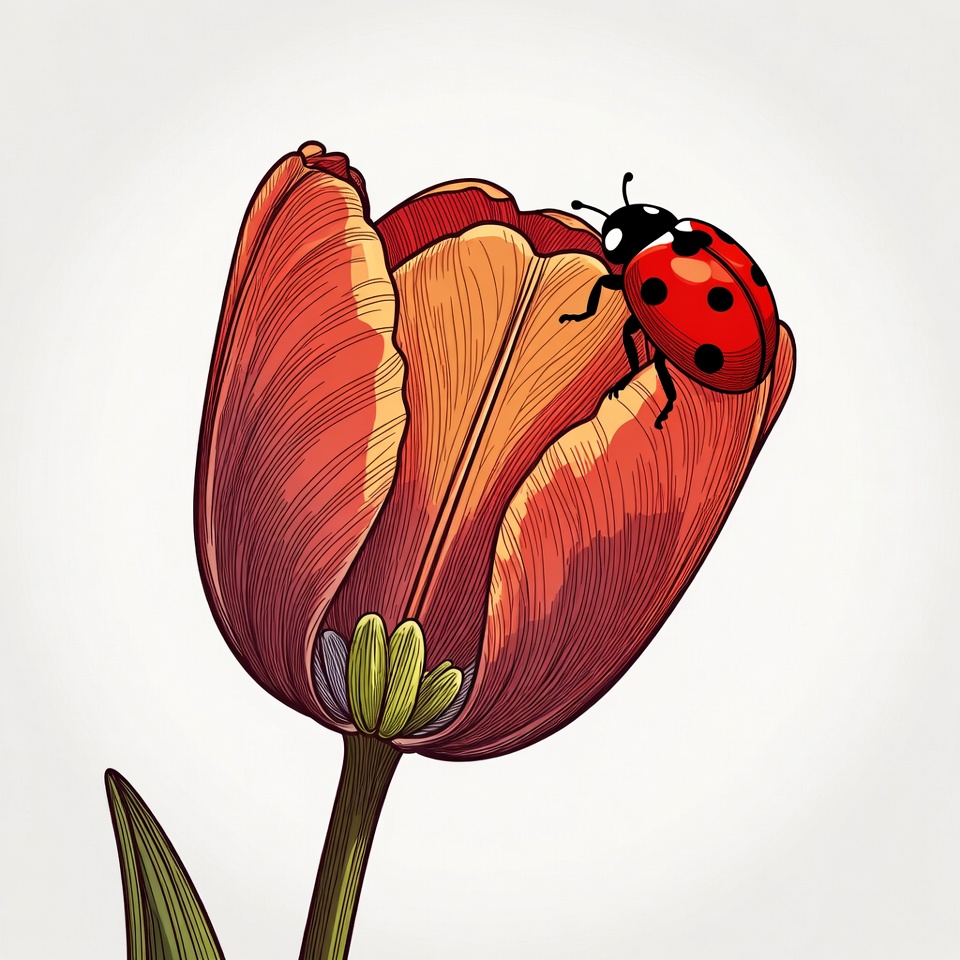 Ladybug on Red Tulip Ladybug on Red Tulip