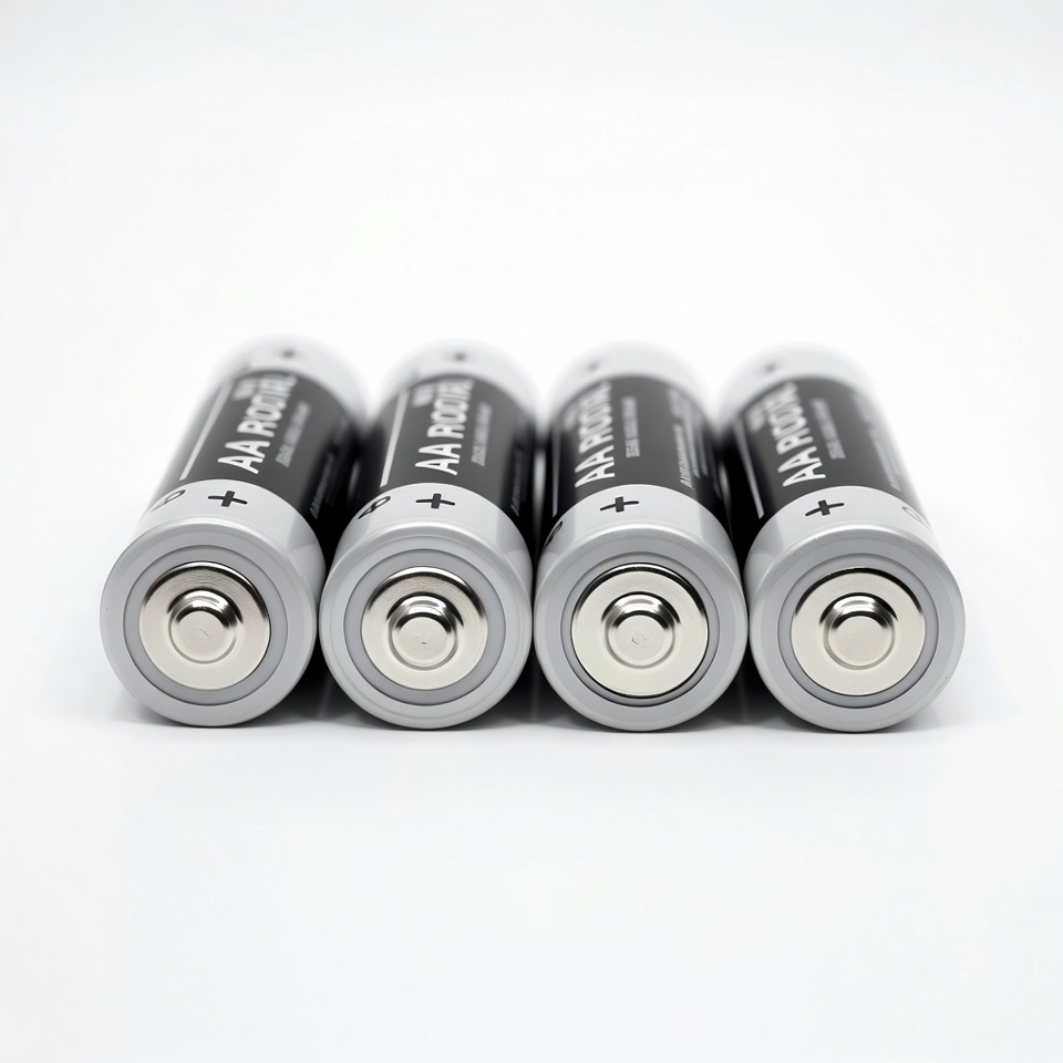 Four AA Batteries Side by Side Four AA Batteries Side by Side