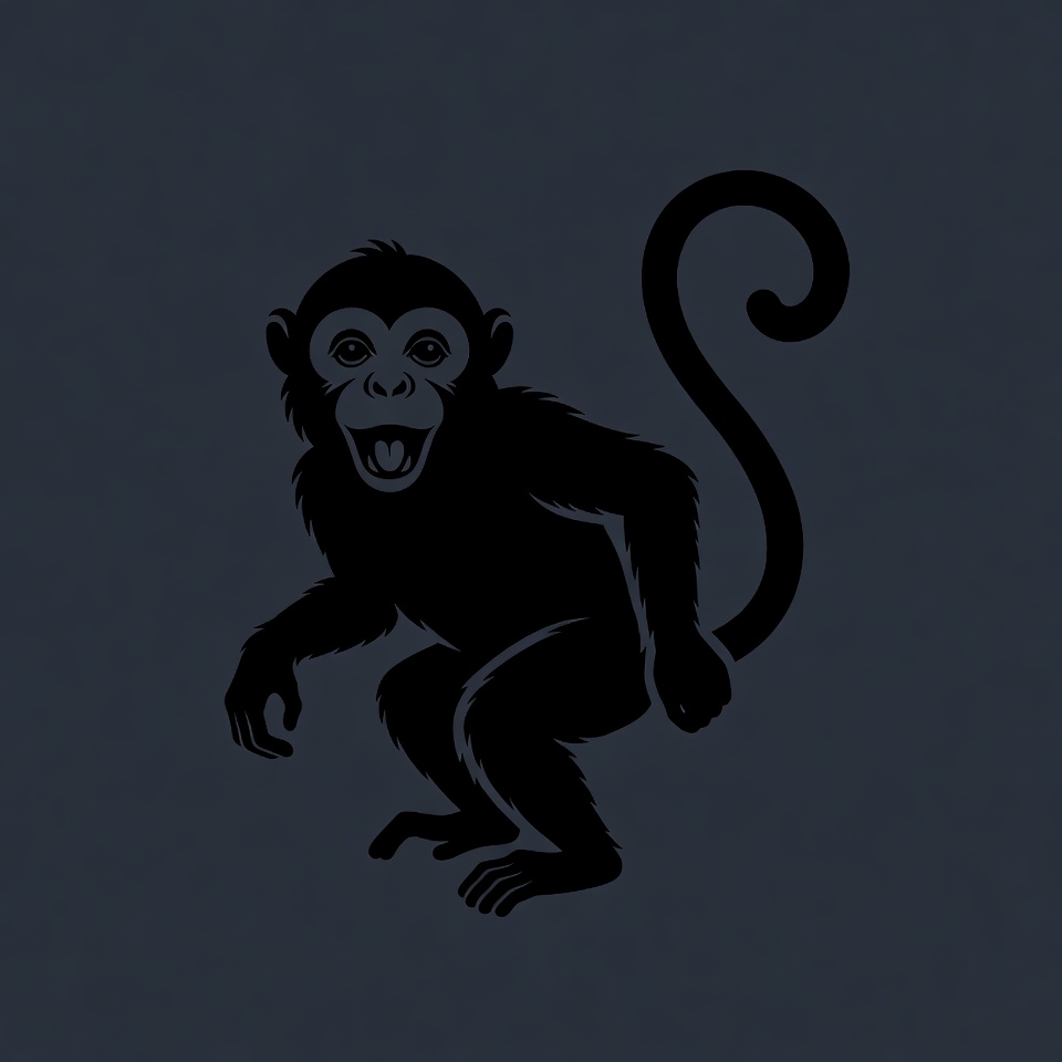 Cartoon monkey grinning with tail Cartoon monkey grinning with tail