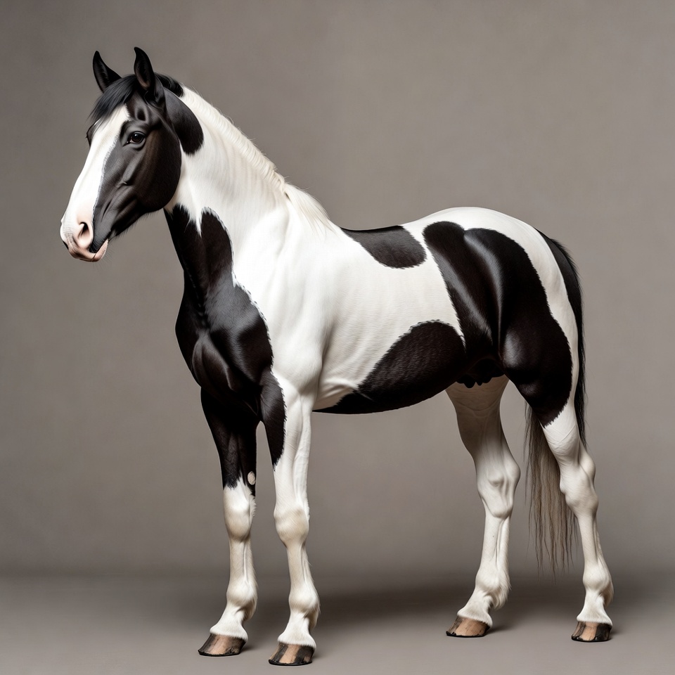 Black and white horse standing Black and white horse standing