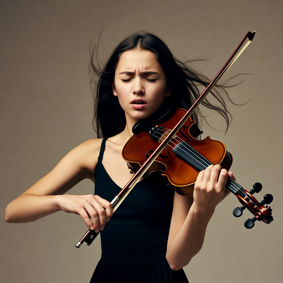 Asian woman playing violin Asian woman playing violin