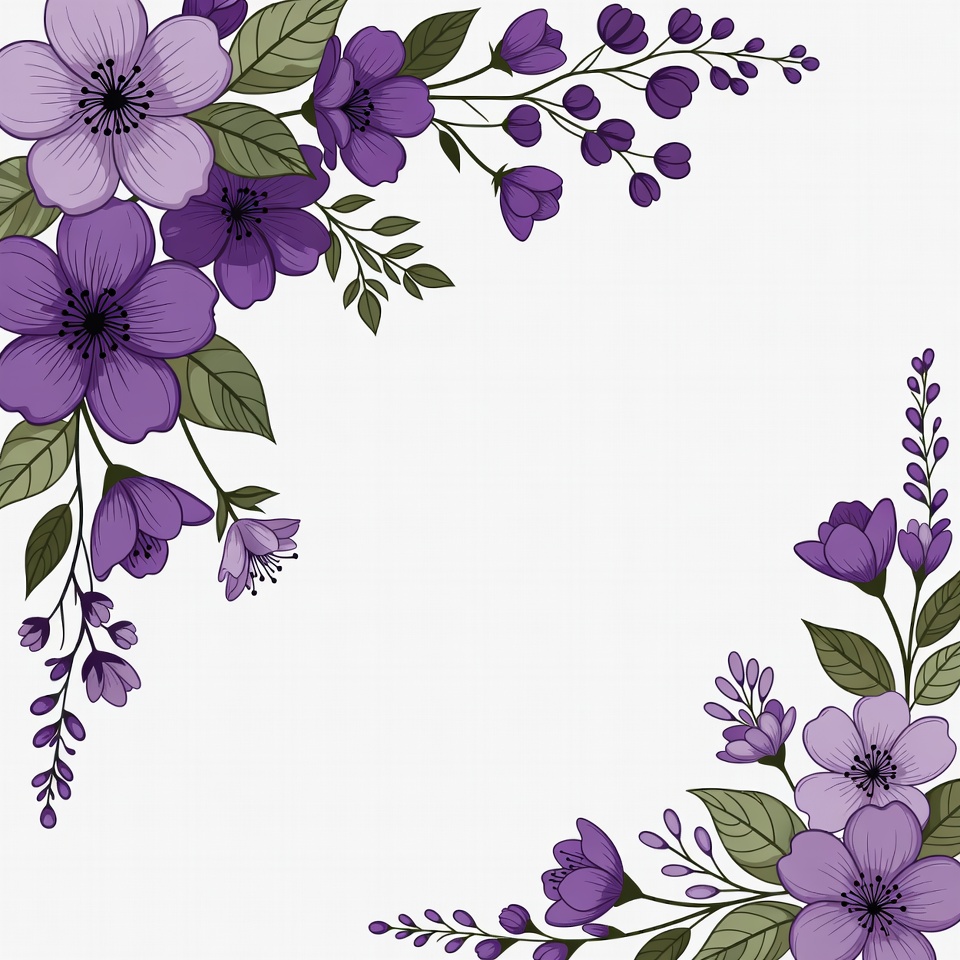 Purple Flowers Corner Illustration Purple Flowers Corner Illustration