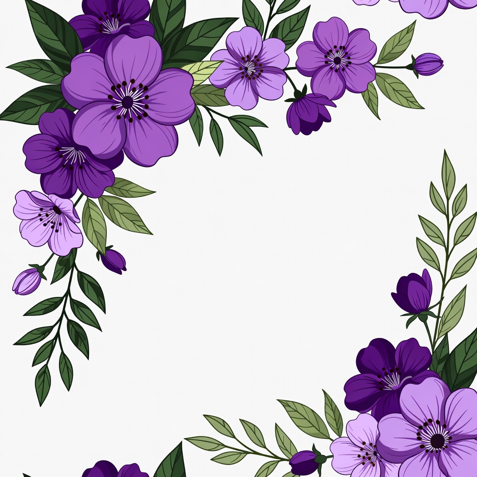 Purple Hibiscus Flower Corner Border Purple Hibiscus Flower Corner Border