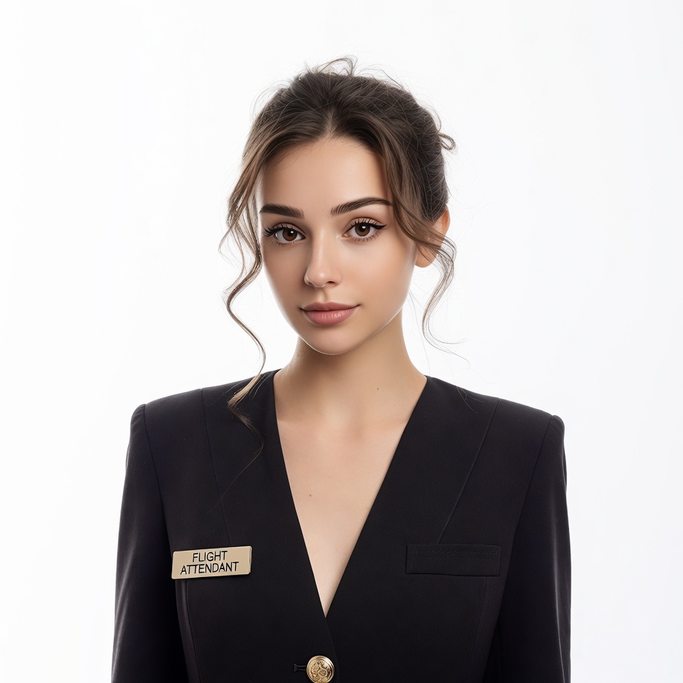 Young woman flight attendant Young woman flight attendant