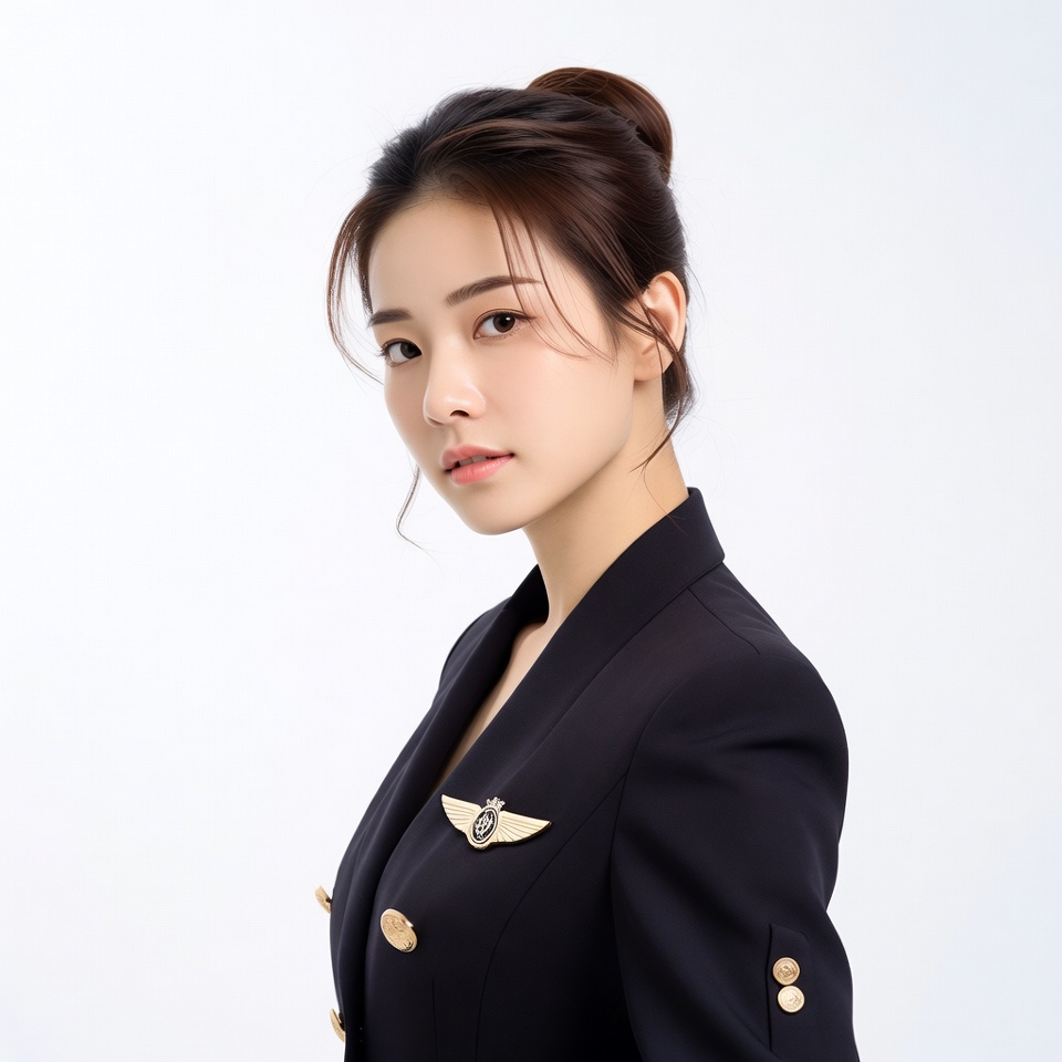 Asian woman in flight attendant uniform Asian woman in flight attendant uniform