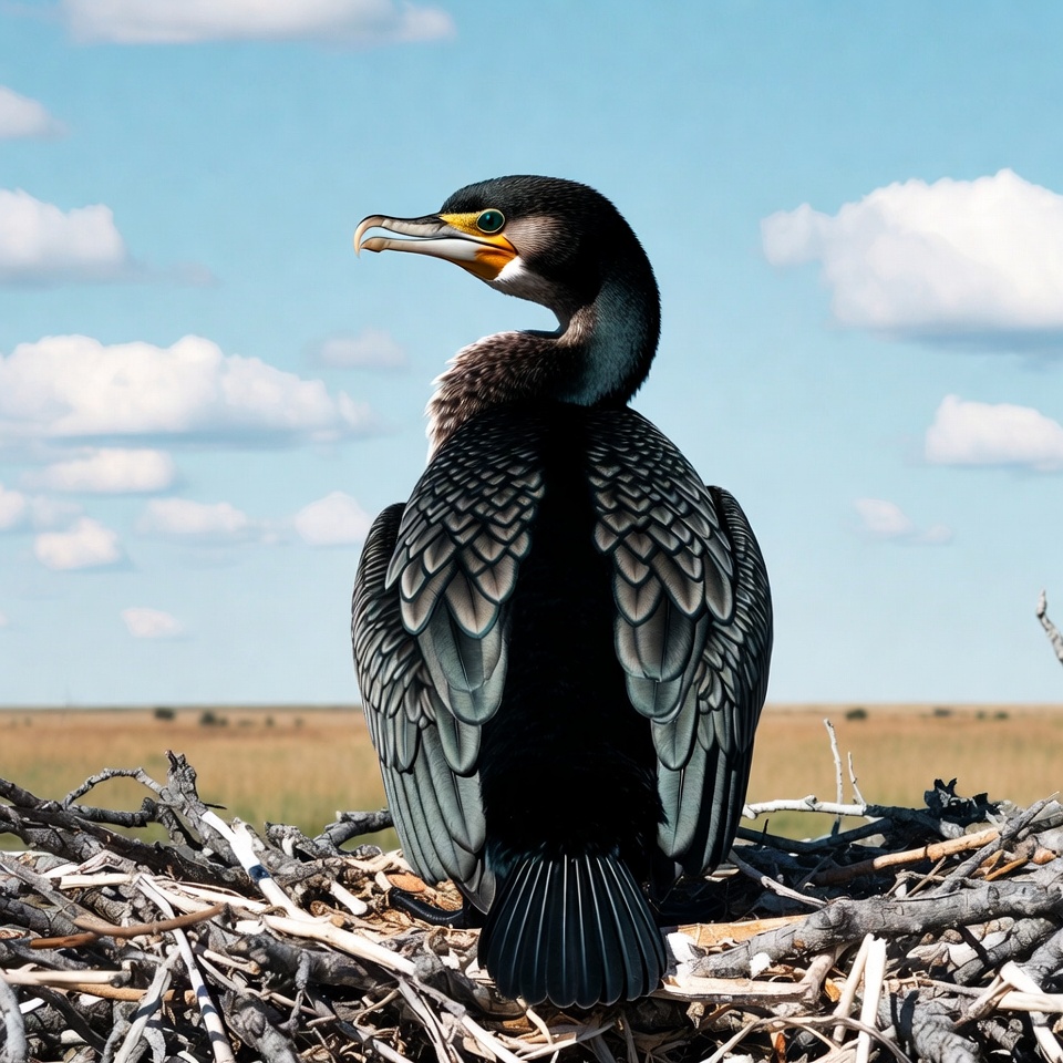Double-crested Cormorant on Nest Double-crested Cormorant on Nest