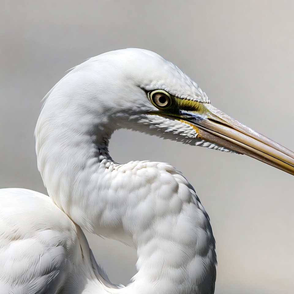 Close-up of white heron head Close-up of white heron head