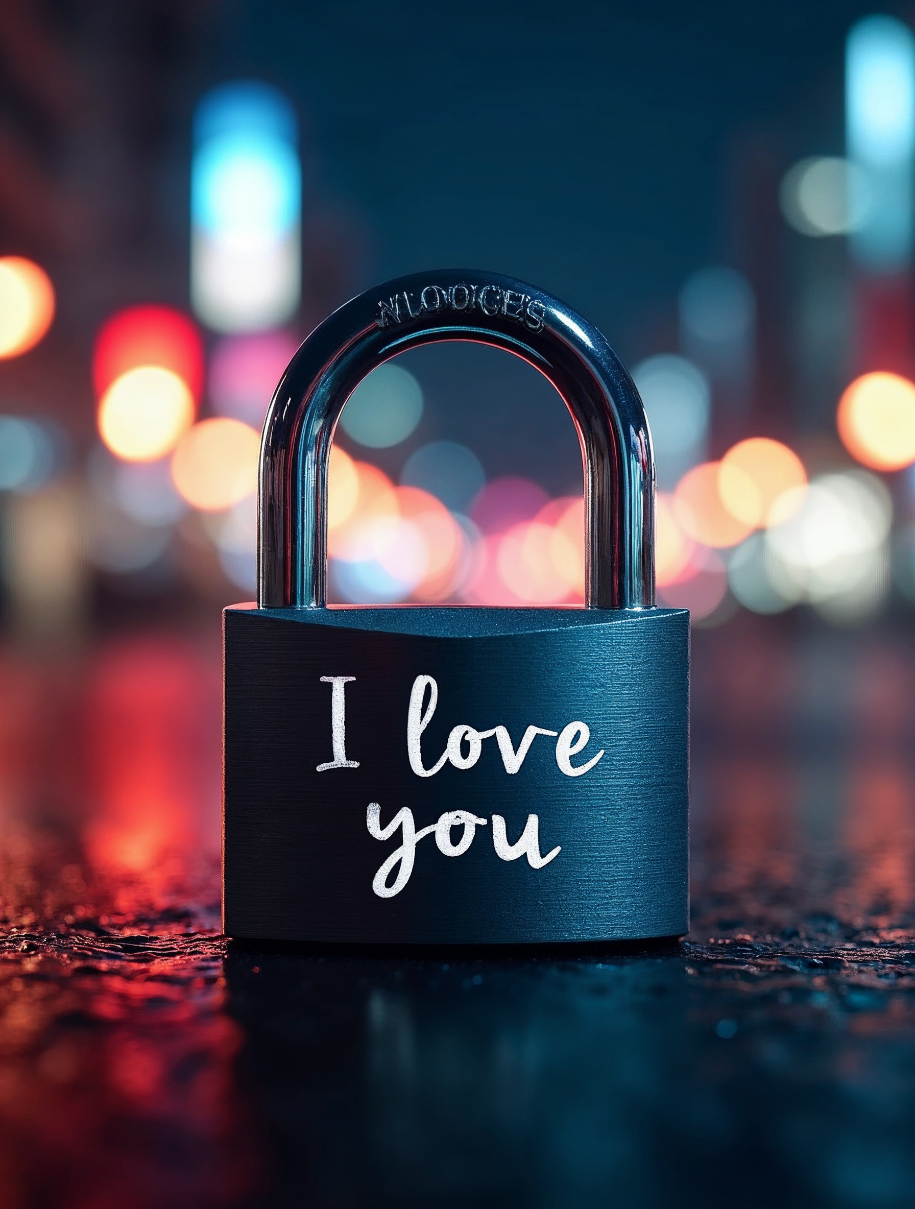 I Love You Padlock on Wet Street I Love You Padlock on Wet Street