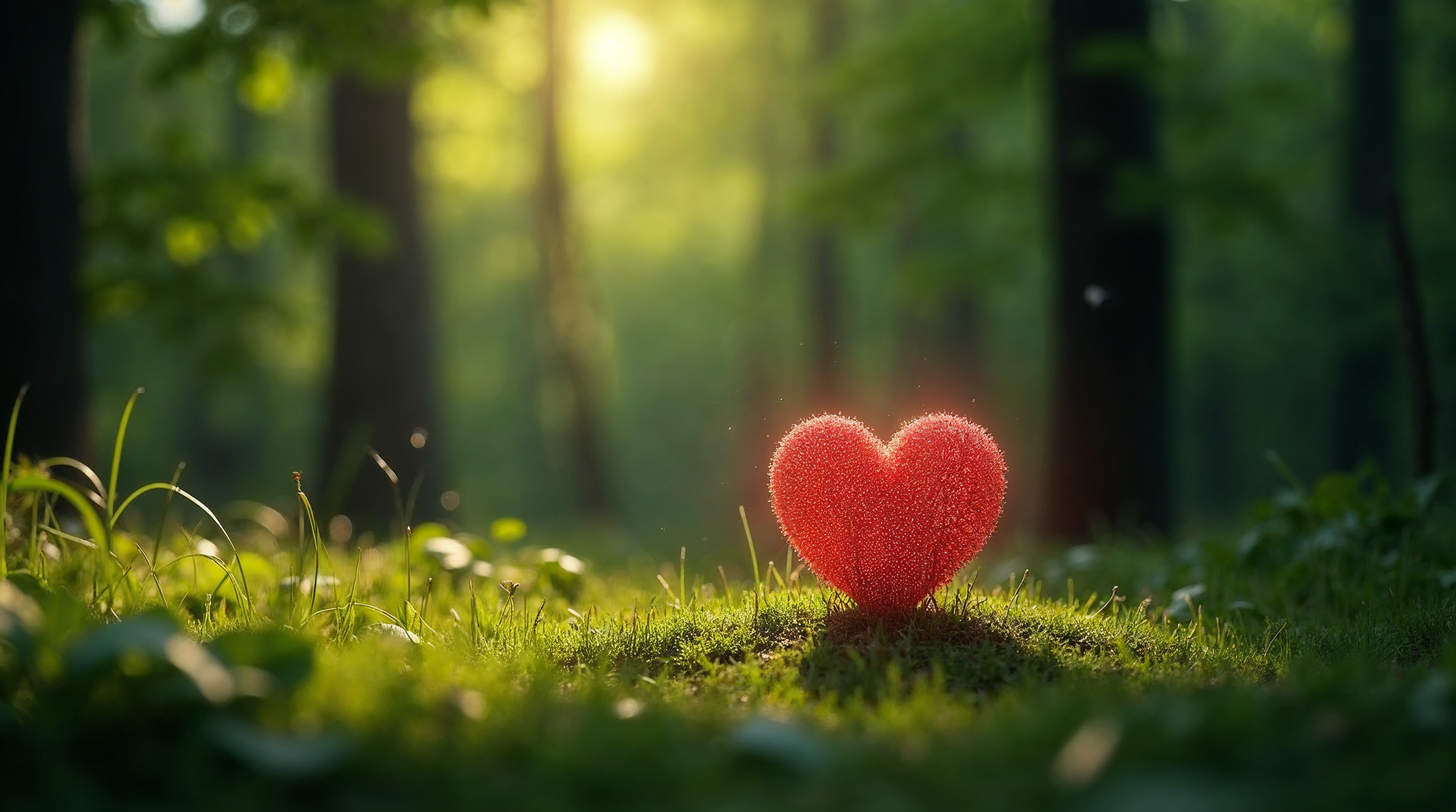 Fuzzy red heart in forest Fuzzy red heart in forest