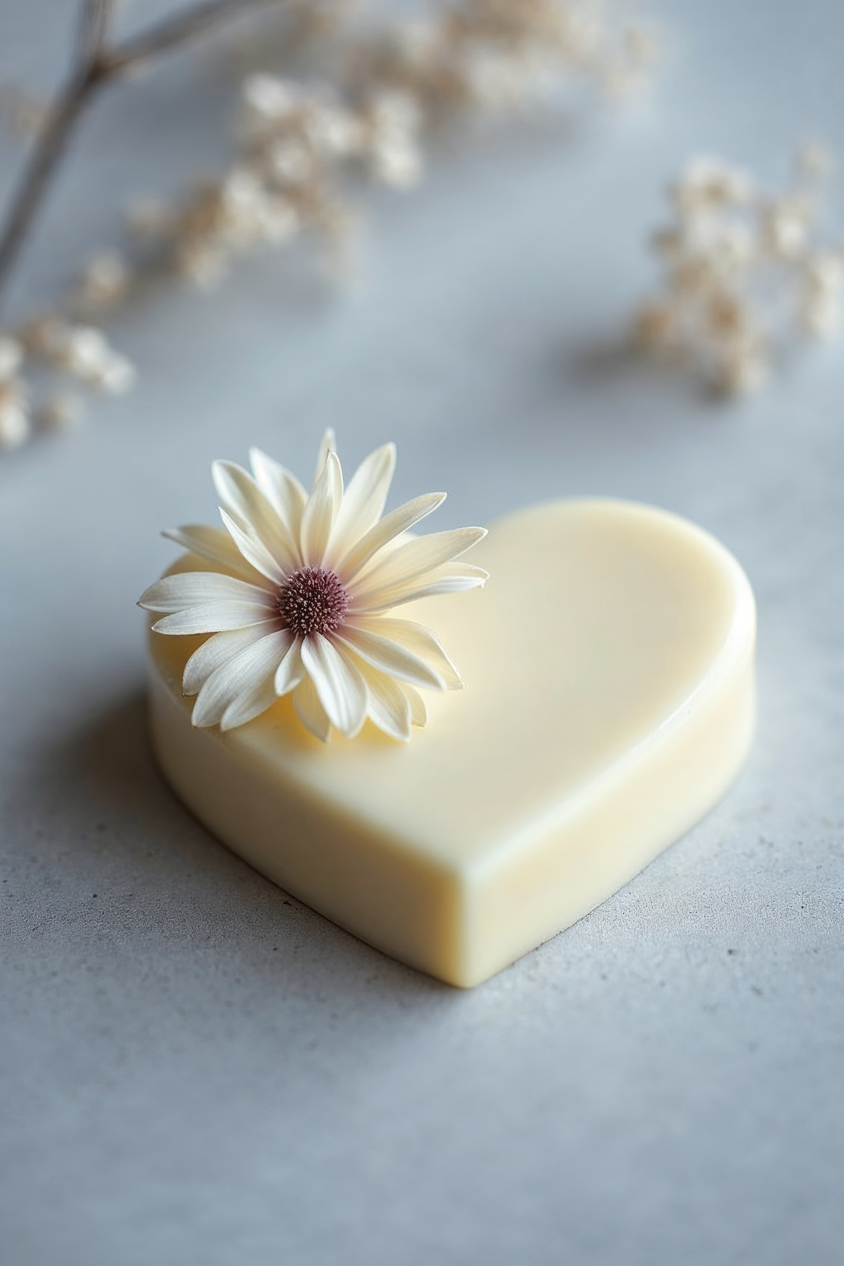 White Soap Heart with Daisy White Soap Heart with Daisy