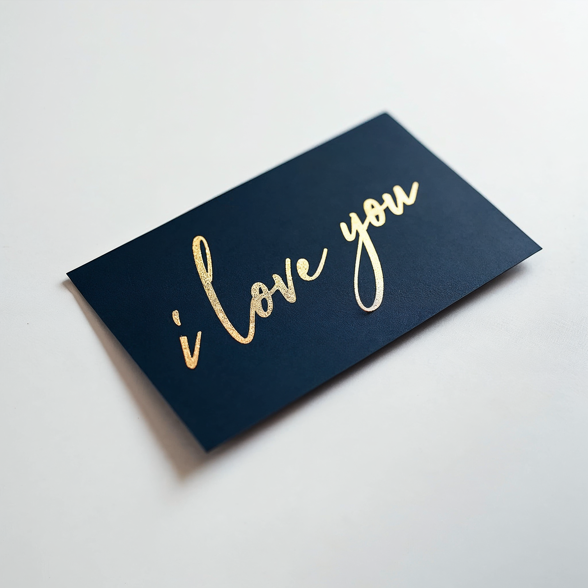 Gold 'I Love You' on Navy Card Gold 'I Love You' on Navy Card