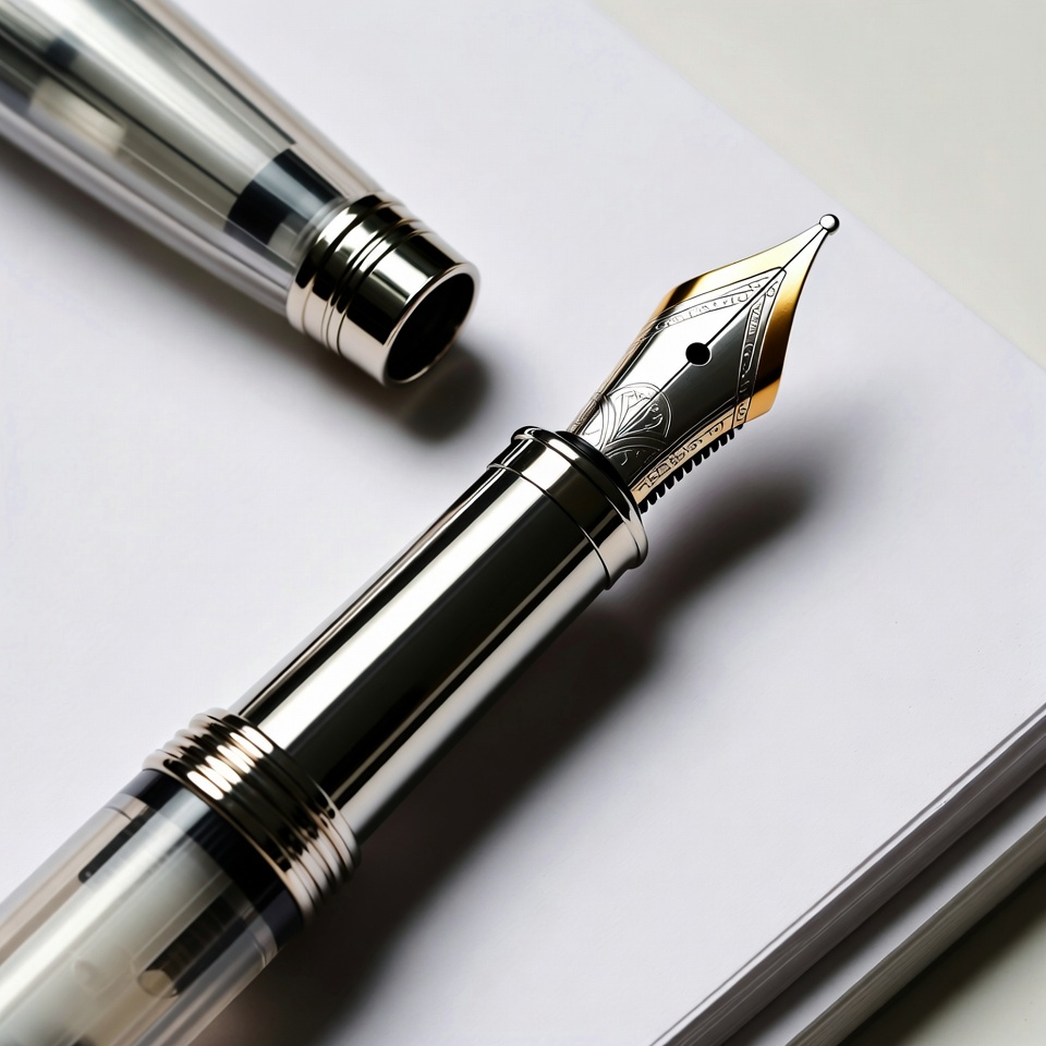 Luxury Fountain Pen on White Paper Luxury Fountain Pen on White Paper