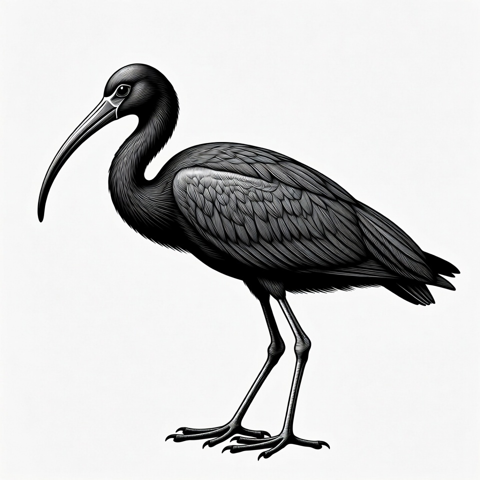 Black Ibis Bird Illustration Black Ibis Bird Illustration