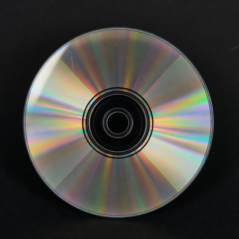 Shiny CD Disc on Black Background Shiny CD Disc on Black Background