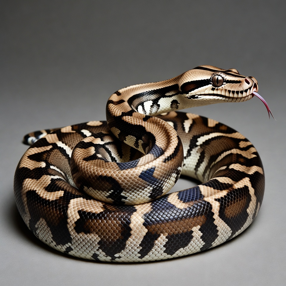 Ball Python coiled on white background Ball Python coiled on white background