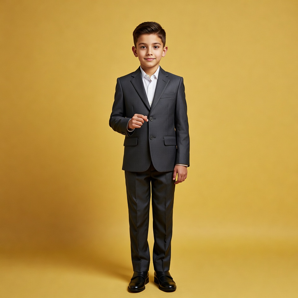 Young boy in suit on yellow background Young boy in suit on yellow background