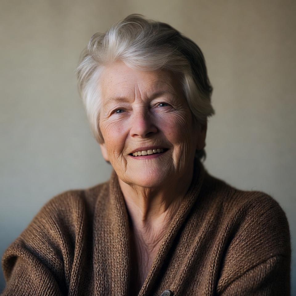 Elderly woman smiling warmly Elderly woman smiling warmly