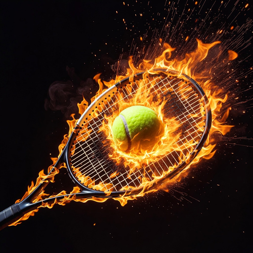 Flaming Tennis Racket with Ball Flaming Tennis Racket with Ball