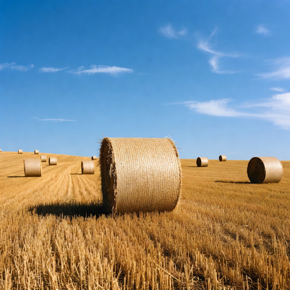 Hay bales in golden wheat field Hay bales in golden wheat field