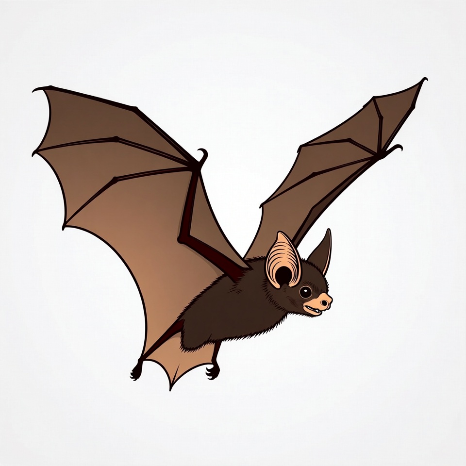 Cartoon bat flying with wings spread Cartoon bat flying with wings spread