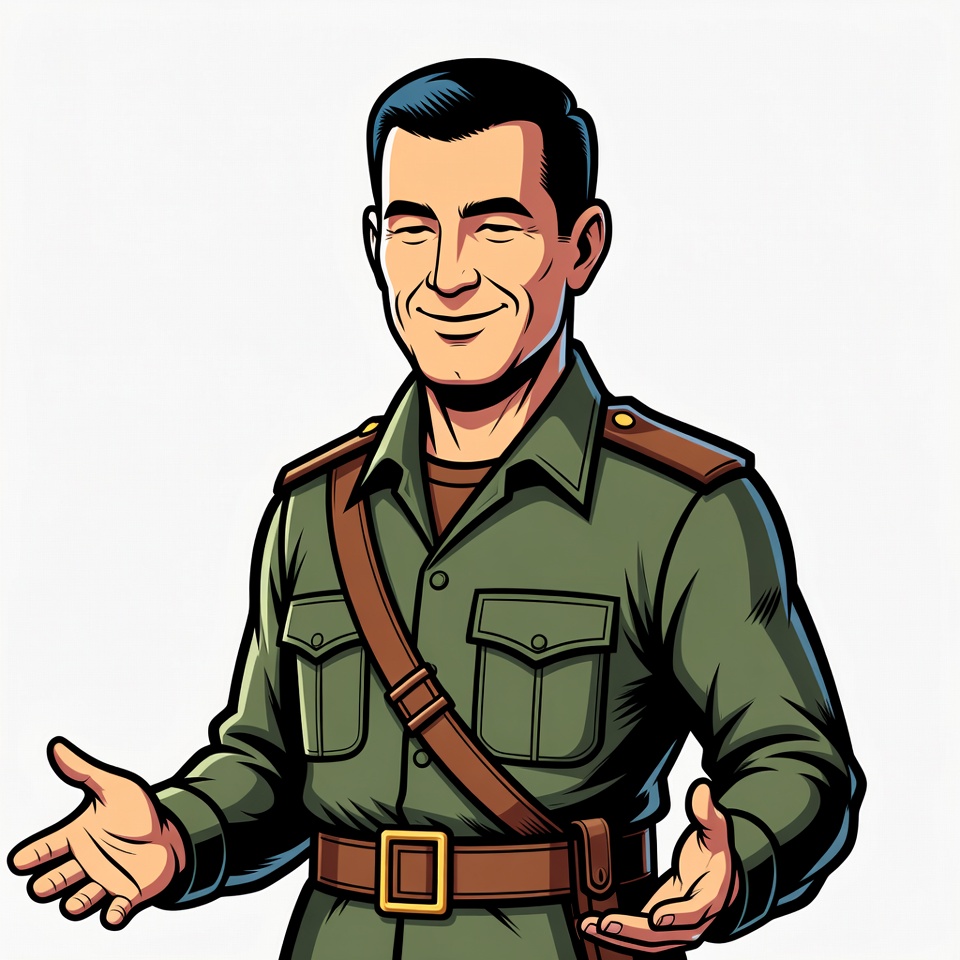 Smiling man in green military uniform Smiling man in green military uniform