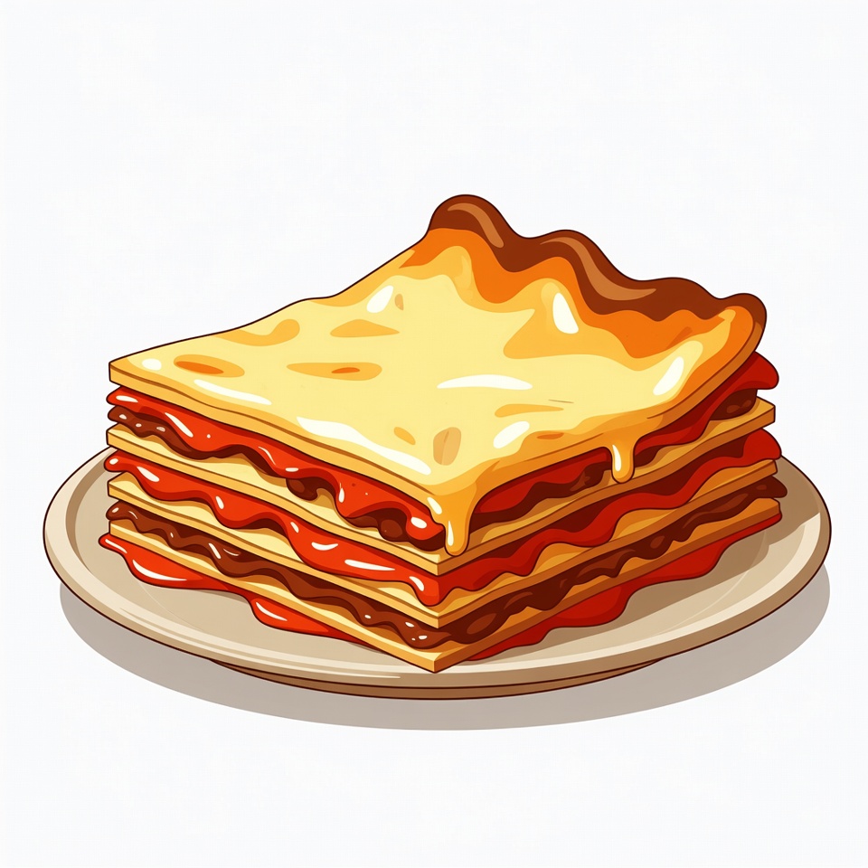Lasagna on Plate Lasagna on Plate
