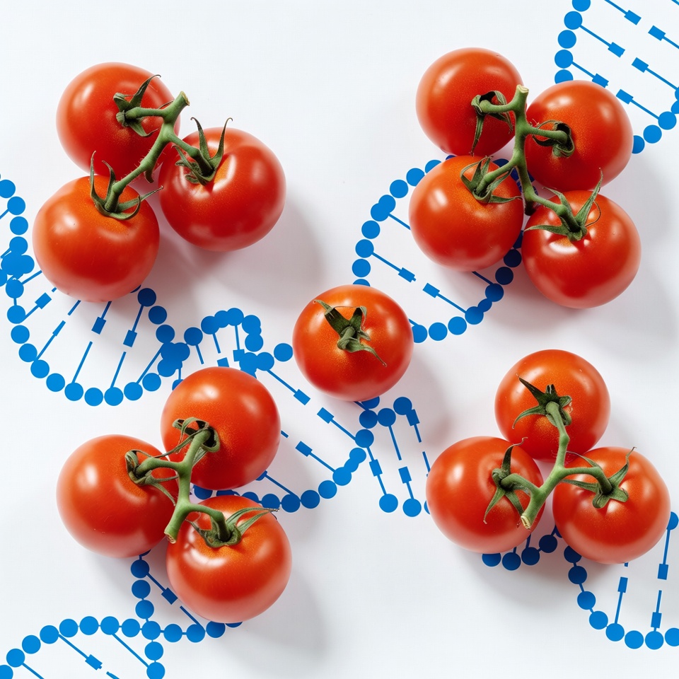 Cherry Tomatoes on DNA Helix Cherry Tomatoes on DNA Helix