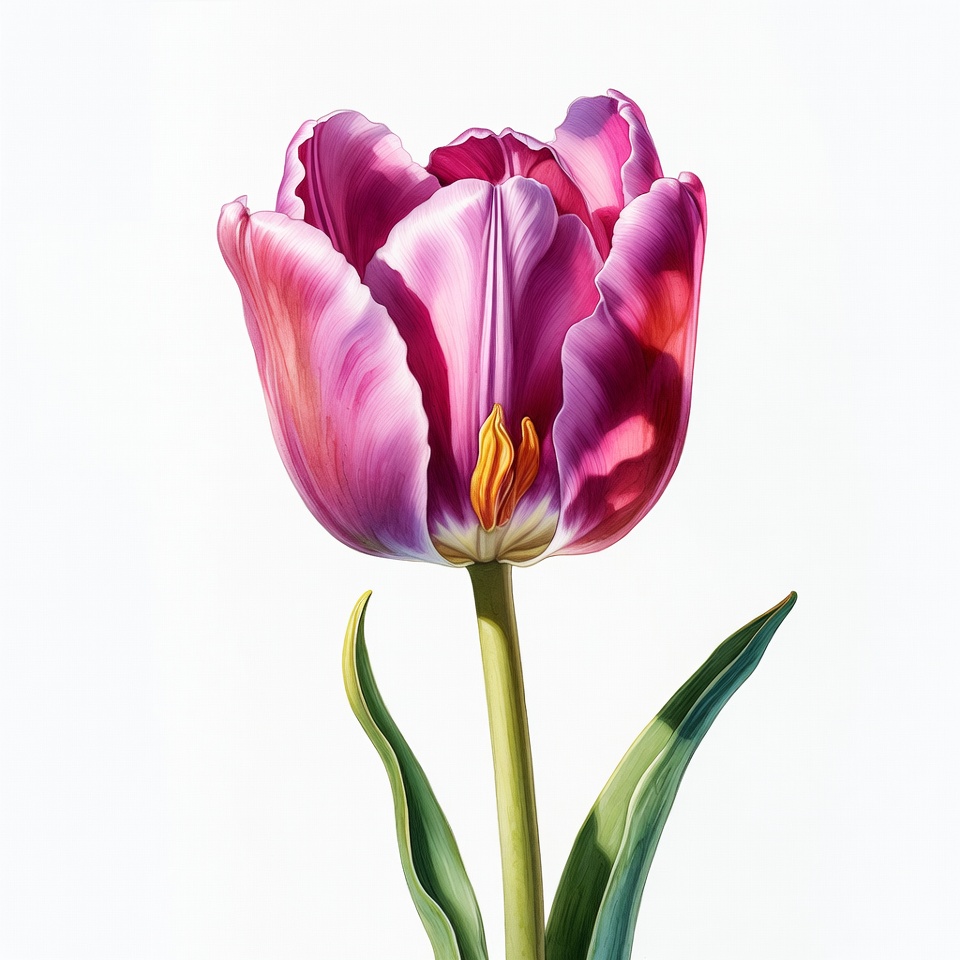 Purple Tulip Flower on White Background Purple Tulip Flower on White Background