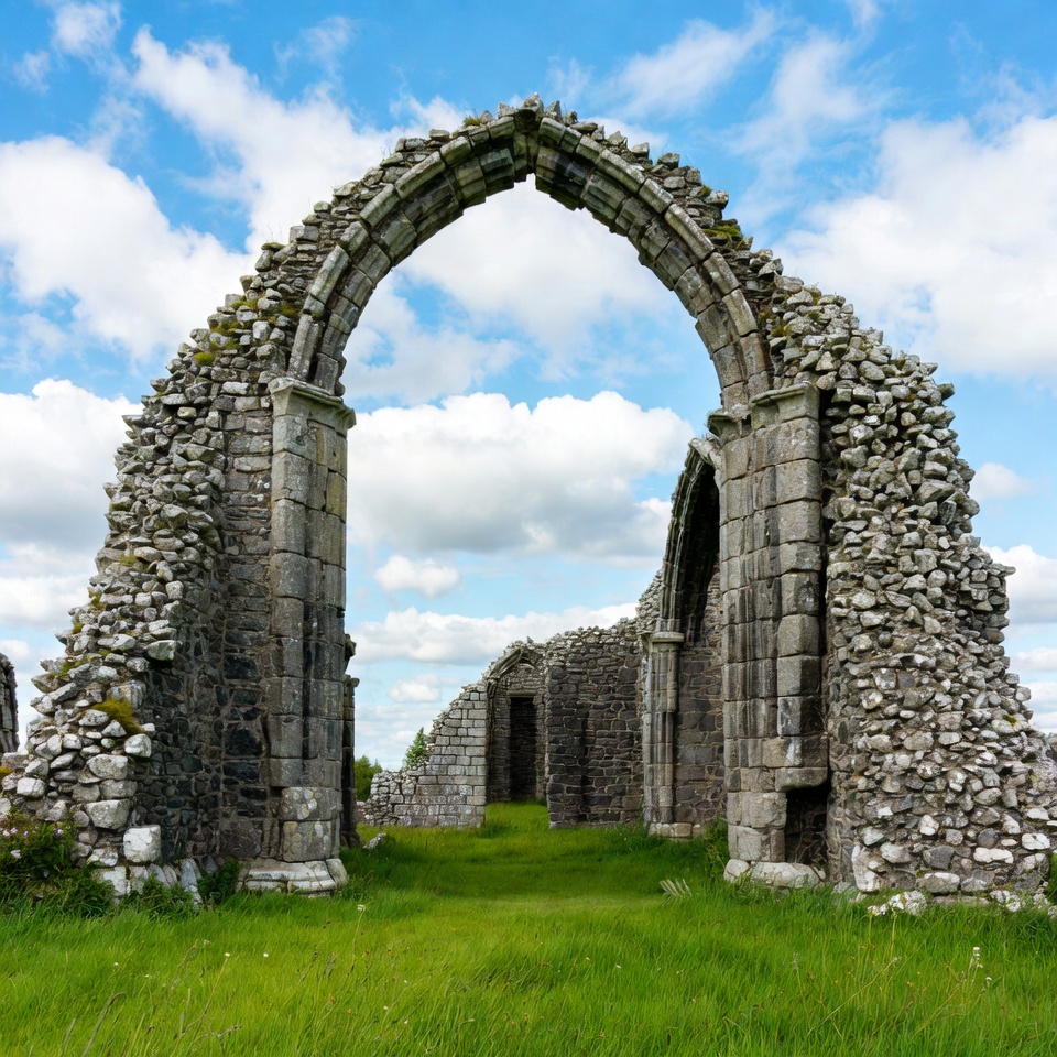Ancient Stone Archway in Green Field Ancient Stone Archway in Green Field