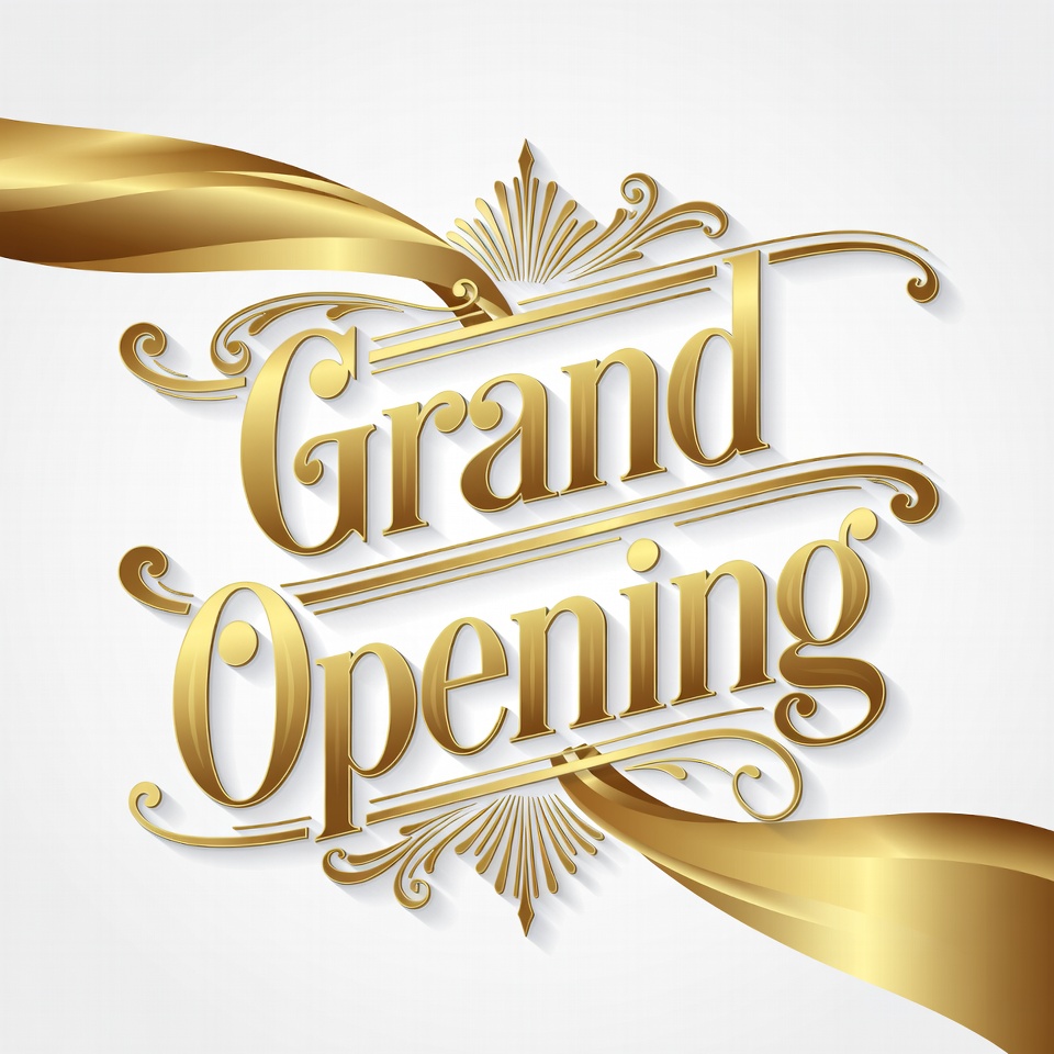 Grand Opening Gold Ribbon Banner Grand Opening Gold Ribbon Banner