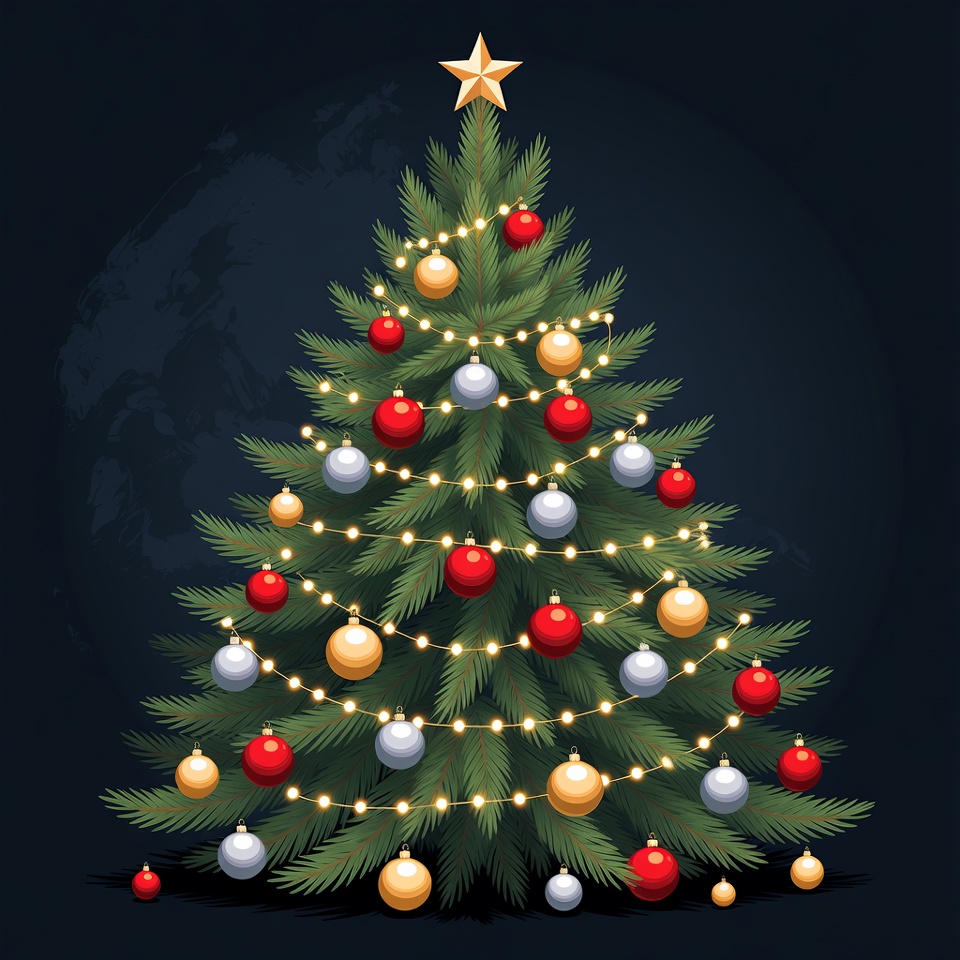 Decorated Christmas Tree with Lights Decorated Christmas Tree with Lights