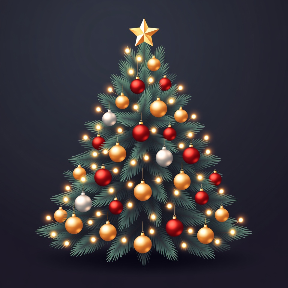 Festive Christmas Tree with Ornaments Festive Christmas Tree with Ornaments